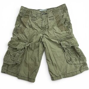 Uproar Green Cargo Shorts Kids Size 8 Regular Adjustable Waist Utility Twill